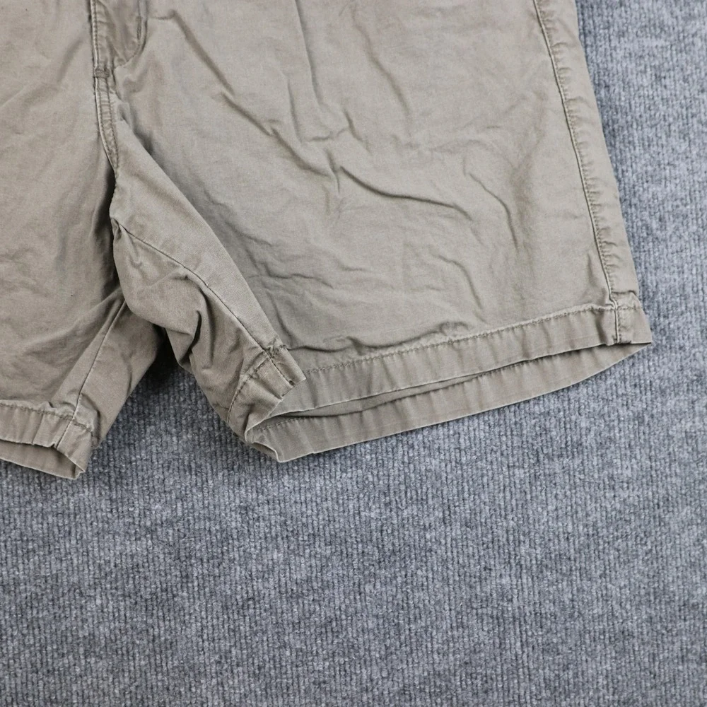 Wrangler Shorts Mens 42 Khaki Chino Pleated Elastic Waist Zip Fly Cotton Casual